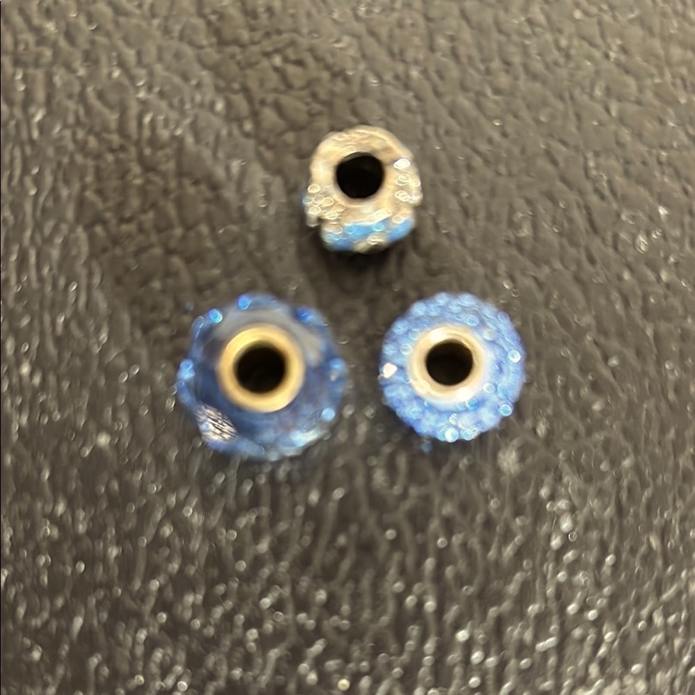 3 Blue Sparkling charms